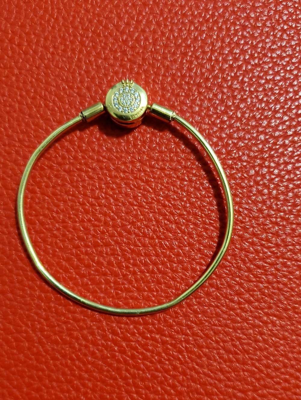 Pandora 14k Solid Gold Pavé Charm Bangle Bracelet - Gold
